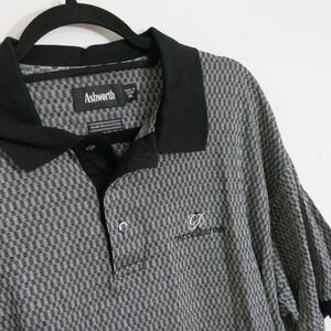Vintage Ashworth Mens Polo Shirt XL Black Grey The Desert Inn Mercerized Cotton